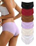 Dawnrole Seamless Underwear for Women No Show Mid Waist Briefs Breathable Soft Ladies Panties 6 Pack