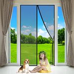 Magnetic Screen Door of Fiberglass Mesh Curtain, 230x200cm, Hands Free Bug Mesh Curtain and Full Frame Magic Tape, Mesh Fly Curtain Keep Fresh Air in & Bugs Out, Black, Customizable