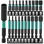 K Kwokker 20PCS Impact Drill Allen Key Bit Set 25mm+60mm Long, Hex Bit Set H1.5-H10 Metric Hex Impact Screwdriver Driver Bits,1/4"Hex-Shank S2 Steel Hex Bits Set with Magnetic Bit Holder