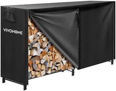 VIVOHOME 6ft Heavy Duty Indoor Outdoor Firewood Storage Log Rack with Cover Combo Set Black