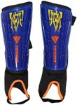 Vizari Blaze Soccer Shinguard - Lightweight PP Shell for Protection, Secure Fit, Breathable Material, Unique Orange Flames Graphics, Ankle Protection for Boys and Girls