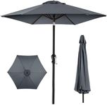 Best Choice Products 10ft Outdoor Steel Polyester Market Patio Umbrella w/Crank, Easy Push Button, Tilt, Table Compatible - Slate