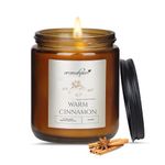 Aromahpure Premium Black Screw Jar Candle | Cinnamon Scented Candle | 100% Soy Wax, Smokeless Candle | Pack of 1 | Long Lasting Aroma Candles| Scented Candles for Home D�cor, IFRA Certified