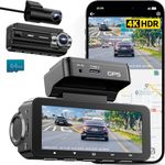 IIWEY D2 Pro Dash Cam Front and Rear 4K, Built-in GPS Speed, 5GHz WiFi, Voice Control, 3.39’’ IPS Screen, Free 64GB SD Card, Super Night Vision, 24H Parking Monitor, Supercapacitor, Type C, WDR