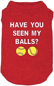 Have You Seen My Ball Dog Funny Clothes Shirts Print Vest for Small Large Dog T Shirts Puppy Apparel (Small, Red01)