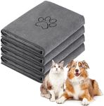 Chumia 4 Pack Dog Towels for Drying Dog Large Microfiber Dog Towels Grooming Towels Absorbent Soft Pet Bath Towels with Embroidered Paw for Small Medium Large Dogs Cats Bathing(Gray,30 x 50 Inch)