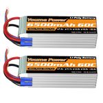 6S Lipo Battery EC5, 22.2V RC LiPo Battery 6500mAh 60C for RC DJI E-Flite Airplane Quadcopter Helicopter Align 7.2 700L Yak 54 T-REX