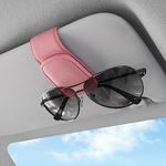 Sunglasses Holders for Car Visor,Car Magnetic Glasses Holder Leather Sunglasses Clip and Ticket Card Clip Suitable for Car Interior Visor and Different Size Eyeglasses. (Pink)