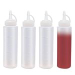 4 Pack Squeeze Bottle - 8oz / 250ML Plastic Squeezy Sauce Bottles with Cap, Squeeze Condiment Bottle Dispensing Ketchup Bottle for Sauce,BBQ,Salad Dressing,Paint,Oil,Icing,Liquids,Art,Crafts,Glue