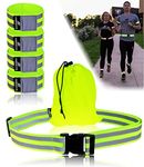 FREEMOVE Reflective Running Gear - a Pack with Adjustable Runners Waist Belt + 4 Arm/Wrist Bands for Men and Women - Stay Safe Day or Night When Dog Walking, Running, Cycling, Jogging, Biking, MTB