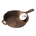 Aarogyam Cast Iron Mini Skillet Tadka/Frying Pan - 9.5” |Round | Long Handle | Pre-Seasoned | Gas & Induction Compatible | Non-Toxic | Naturally Non-Stick | Oven Safe (2.3 Kgs)