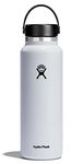 HYDRO FLASK - Water Bottle 1180 ml (40 oz) - Vacuum Insulated Stainless Steel Water Bottle with Leak Proof Flex Cap and Powder Coat - BPA-Free - Wide Mouth - White