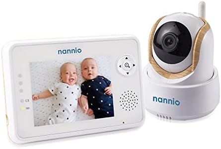 nannio Comfy Video Baby Monitor with Camera, Wooden Grain Camera, 3.5" Baby Camera Monitor with Two-Way Audio, Night Vision, Lullabies, Power Saving Mode, Baby Feeding Alert, for Baby, Pets & Elderly