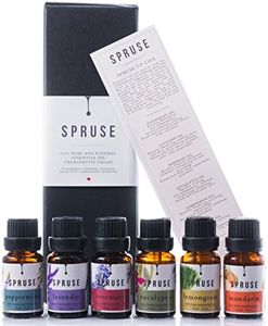 SPRUSE Canadian 100% Natural Essential Oils Set of 6 - Mandarin, Rosemary, Lemongrass, Eucalyptus, Peppermint, Lavender