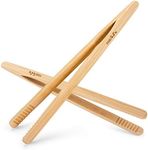 Reusable Classic Bamboo Toast Tongs - Wood Cooking Tong,Ideal for Toaster,Fruits, Bread & Pickles, Kitchen Utensil For Cheese Bacon Muffin Fruits Bread - 8" Long | Set of 2