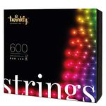 Twinkly Strings 600 LED RGB, Ledlichtsnoer Buiten en Binnen, Slimme Multi Ledverlichting, Compatibel met HomeKit, Alexa en Google Home, Ledlichten voor Gaming, IP44, Bediend via App, Zwart Snoer, 48m