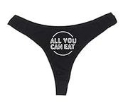 Dirty Girl Undies All You Can Eat Women's High Rise Sexy Thong, Dirty Undies!, Black, Small