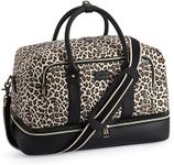 CLUCI Duffle Bag Weekender Bags for Women Canvas Anti Theft Travel Bag for Women Overnight Tote Carry On Bags with Shoe Compartment Leopard Print with Black