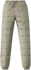 Gihuo Snow Pants Womens Winter Windproof Down Pants Warm Outdoor Ski Pants Padded Loose Ultralight Warm Trousers(Khaki-Medium)