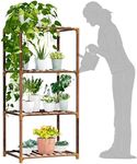 New England Stories 4 Tier Long Plant Stand Indoor, Outdoor Wood Plant Stands for Multiple Plants, Plant Shelf Ladder Table Plant Pot Stand for Living Room, Patio, Balcony, Plant Gardening Gift