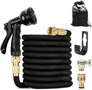 YFFSFDL Garden Hose, 100/75/50ft Expandable Garden Hose,Lightweight Hose with 8Function Nozzle, Leak-Proof, No-Knot, Easy to Carry, Wear-Resistant, Sturdy, Flexible,Garden, Outdoor (Black, 75FT)