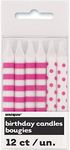 HOT Pink Stripe-dot Candles 12 Pack