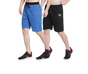 OORA Men's Running Shorts for Gym, Exercise Shorts-Casual Wear Sports Activity Men's Shorts, Regular Shorts Blue, Black (Size- 3XL, 38 to 42 Inches, Pack of 2)