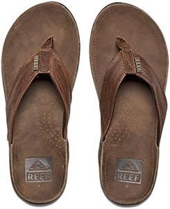 REEF J-Bay III Men's Full Grain Leather Flip Flop, Camel, 10