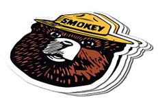 Smokey The Bear - Firefighting Wildlife Decal Sticker for Car Truck Laptop Vinyl (4 Pack) - Made in The USA