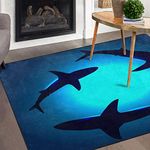 Naanle Ocean Animal Sharks Non Slip Area Rug for Living Dinning Room Bedroom Kitchen, 4' x 6'(48 x 72 Inches), Shark Nursery Rug Floor Carpet Yoga Mat