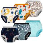 BIG ELEPHANT Toddler Potty Training Pants- 100% Cotton Baby Boys Underpants 6-Pack, 12-24 Months Cyan