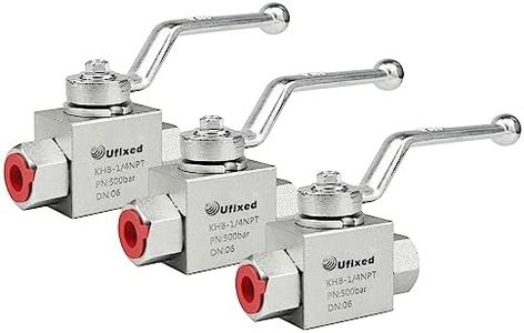 Ufixed 1/4" High Pressure Hydraulic Ball Valve Pressure Washer Ball Valve 7250 Psi 1/4 Inch Npt Dn10 Ball Valve With Handle Replacement (3 PACK UKHB1/4)