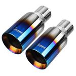 Upower 2.5 Inch Inlet 4 Inch Outlet Exhaust Tip 2 1/2" to 4" Blue Burnt Exhaust Tailpipe 9" Long Double Wall Straight Cut 304 SS Weld On Pack of 2