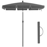 SONGMICS Rectangular Balcony Parasol 2 x 1.25 m, UPF 50+ Protection, Tilting Sunshade, PA-Coated Canopy, Carrying Bag, Garden Terrace, Base Not Included, Grey GPU25GY