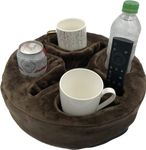 Forzaddik Couch and Bed Cup Holder Pillow, Sofa Organizer Caddy for Drinks, Remotes, Phones, Snacks (Brown)