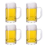 TUSAPAM 4 Pack Heavy Beer Mugs, Large Beer Glasses with Handle, 14 Ounce Glass Steins, Classic Beer Mug glasses Set