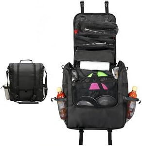 JLDTOP Camping Kitchen Organizer, Portable Cooking Essentials Storage, Hanging Caddy Bag with Multi-Pockets for Camping Cookware BBQ Car Travel Picnic (Bag Only), Black