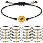 Sureio 20 Pcs Sunflower Bracelets Operation Christmas Gifts Adjustable Handmade Friendship Bracelet Bulk Boho Braided Rope String Bracelets for Women Teen Girls Couples Friend(Black)