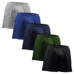 Andrew Scott Men's Cotton Knit Sleep - Boxers/Size Small to 8XL Big Man Underwear Boxer Shorts- Multi Packs, 5 Pack - Black , Gray , Navy , Hunter Green , Royal, 3X-Large Big