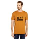 Rojana Fashions T-shirt for Men The Godfather Typography | Graphic Tees (Mustard, Large)