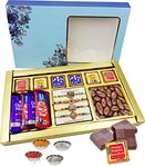 Rakhi with Chocolate for Brother and Sister in Law | RakshaBandhan Chocolate Box for Bhaiya and Bhabhi |4 Rakhi Set, DairyMilk,Kitkat,Chocolate Coated Almond, Handmade Chocolae Combo Pack