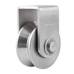 BNYZWOT Pulley Block V Type 304 Stainless Steel Pulley Roller Duplex Bearing Super-Silent Detachable 360 Degree Rotation Heavy Duty Grooved Wheel 1-Pack