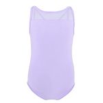 Soudittur Ballet Leotards for Girls Sleeveless Cotton Tank Tops Mesh for Dance Costumes Gymnastics Dancewear Purple for Age 3-4