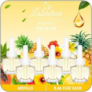 Plug-in Refills Home Plug-in Air Freshener - Hawaiian Scent Refills 6 Count Long-Lasting Fragrance, For Rooms and Bathrooms Wall, Compatible with Air Wick, Compatible with Glade
