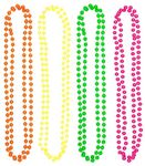 Pack of 4 Neon Multi Beads, Pack Includes Pink, Yellow, Green & Orange Beads, 80s Accessories, Fancy Dress Jewellery, Ideal for Festivals, Raves & UV Parties