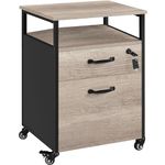 Yaheetech Rolling File Cabinet Mobile Office Cabinet on Wheels Industrial Vintage File Cabinet with 2 Drawers for Home and Office Black/Grey