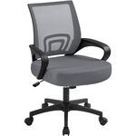 Yaheetech Office Chair Mid Back Executive Task Swivel Rolling Gaming Lumbar Support Modern Desk Computer Ergonomic Mesh Embody Chair Rolly Study Chair with Armrests, Dark Grey