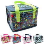 Fashion Stationery Lunch Bag Insulated Cooler Kids Adults Folding Reusable Pack Lunch Bags for Girls Boys Kids Picnic Bag (Navy)