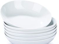 Waterside Fine China 6 Piece White Pasta Bowl Set