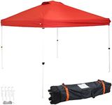 Sunnydaze 12 x 12-Foot Premium Pop-Up Canopy with Rolling Carry Bag - Straight Leg Folding Outdoor Shade Shelter - Red